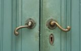 Wooden green door