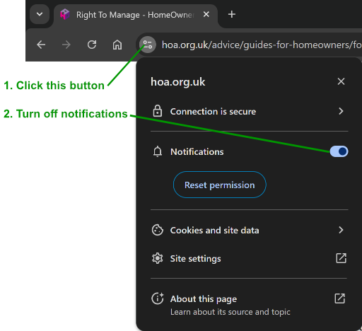 Disable push notifications