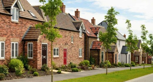 image of a street with houses