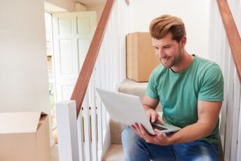 Man looking at a laptop